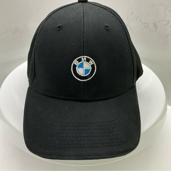 BMW black strapback hat one size